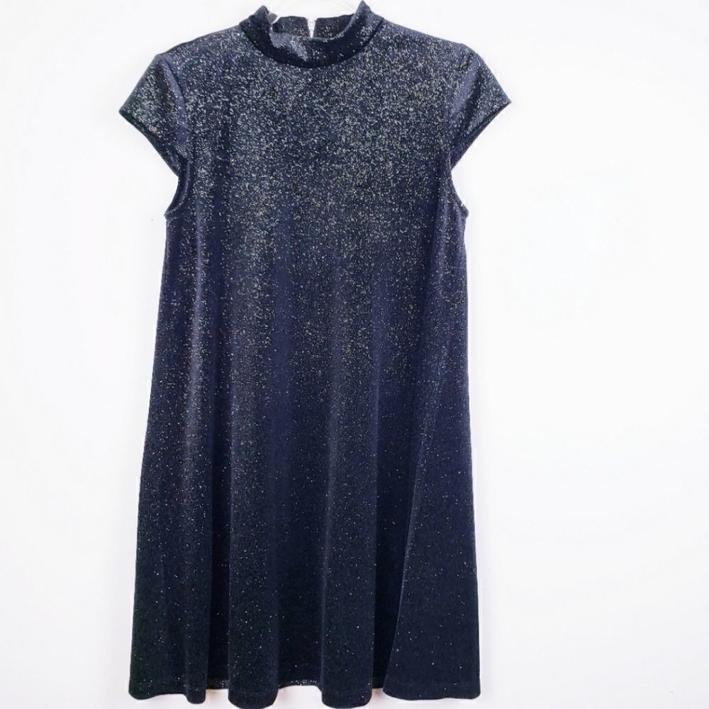 Chelsea & Theodore Black Sparkle Cap Sleeve Dress - Picture 2 of 5
